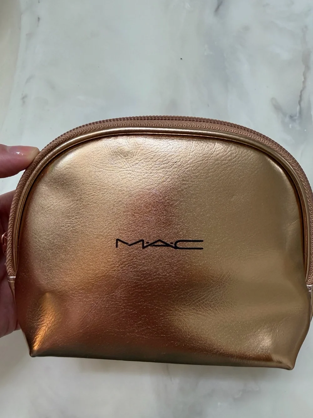 MAC Cosmetics Gold Makeup Bag (pouch) with Mascara, Strobe cream and a cleanser